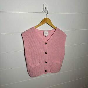 Pink Button Sweater Vest